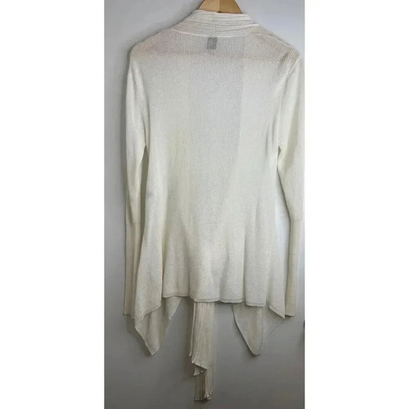 Indies open front tie cardigan sweater white made in italy size small knit ivory - Picture 8 of 9